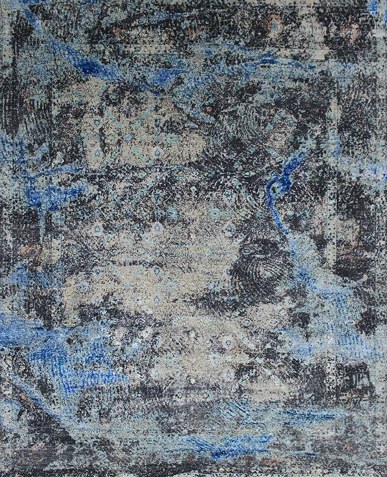 Hand knotted Rug made up of Wool and Botanical Silk 185 knots