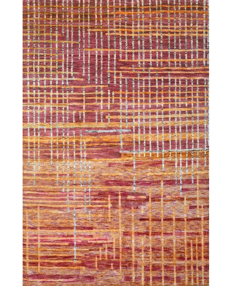 Indo-Nepali Rug made up of Recycled Saree Silk in 70 knots