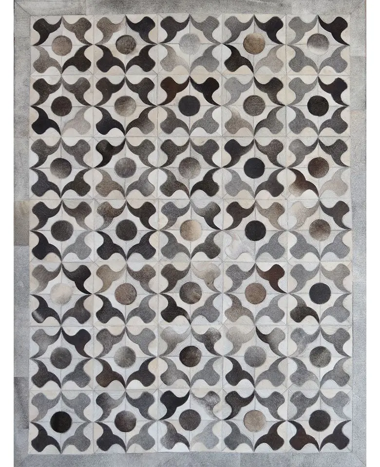 Handmade rug made up of Buffalo Leather dyed cut stitched