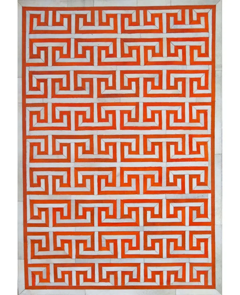 Handmade rug made up of Buffalo Leather dyed cut stitched