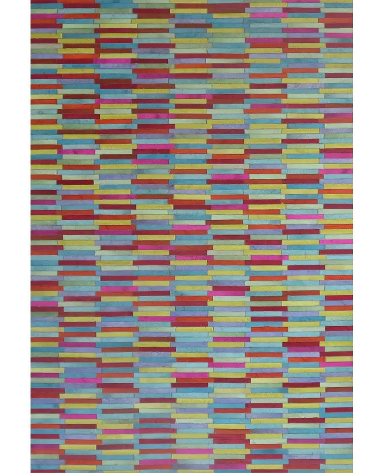 Handmade rug made up of Buffalo Leather dyed cut stitched