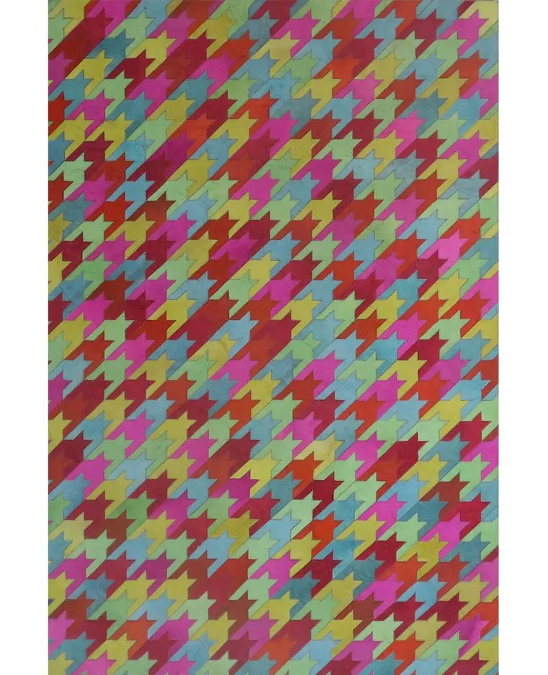 Handmade rug made up of Buffalo Leather dyed cut stitched
