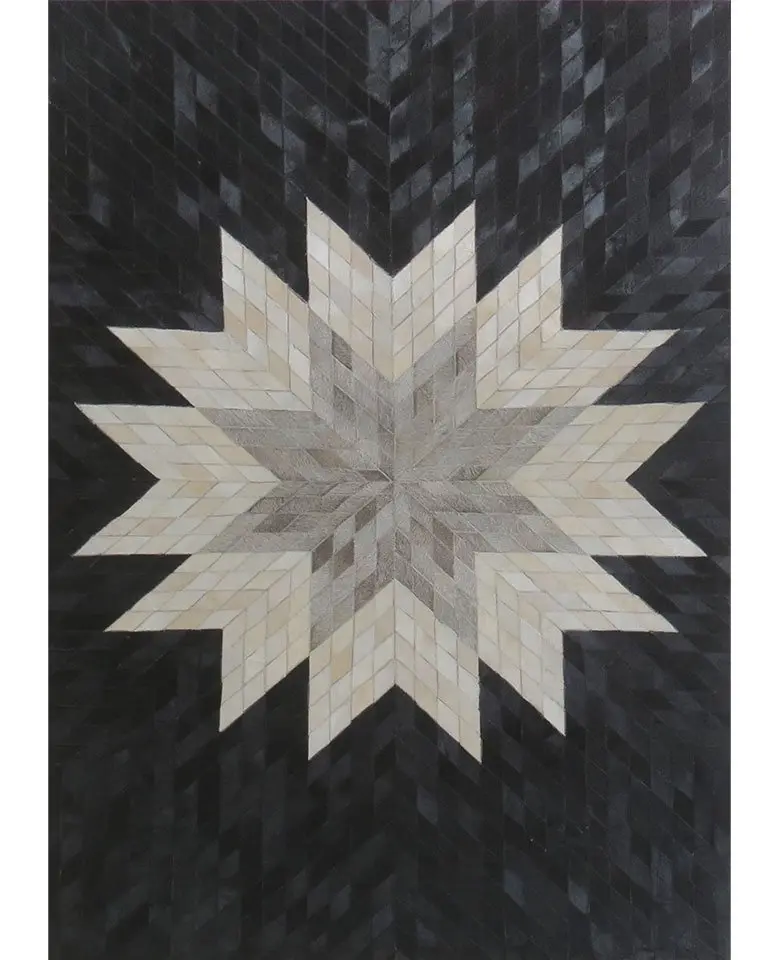 Handmade rug made up of Buffalo Leather dyed cut stitched
