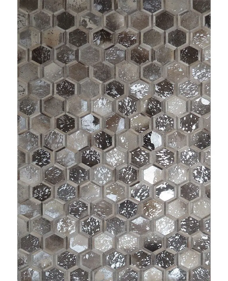 Handmade rug made up of Buffalo Leather dyed cut stitched